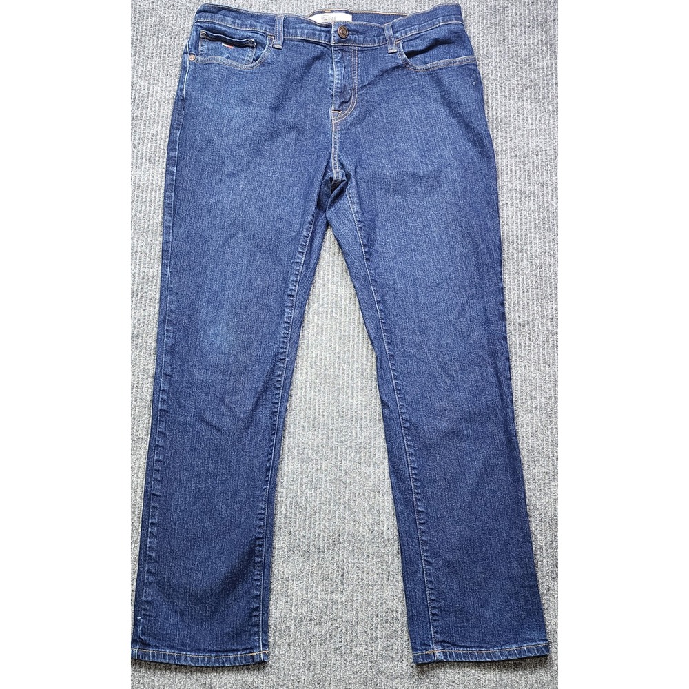 Tommy Hilfiger Denim Mens Straight Leg Dark Wash Jeans 34x30 Blue Stretch